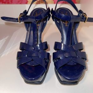 Yves Saint Laurent Navy Blue Tribute Sandals